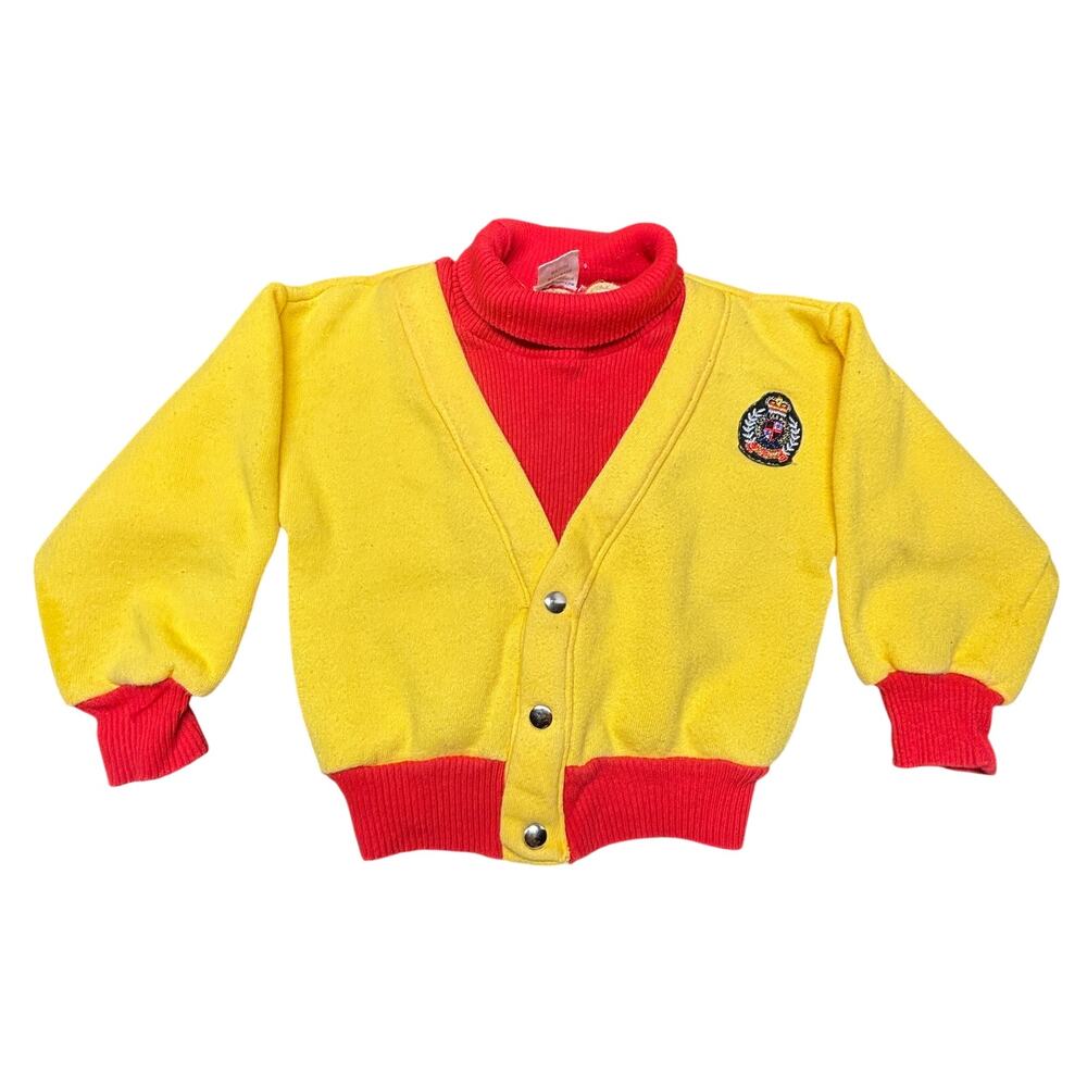 Vintage Le Top 24M Sweater Yellow Red Royal Academy Crest Turtleneck Hongkong